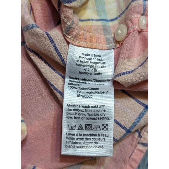 Indian Madras Woven For J‎ Crew Womens Shirt Small Pink Classic Fit Short Sleeve - Picture 10 of 11
